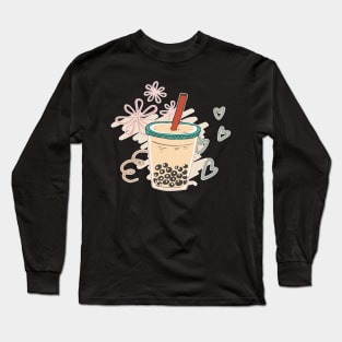 Flower Bubble Tea Love - Anime Kawaii Bubble Tea Long Sleeve T-Shirt